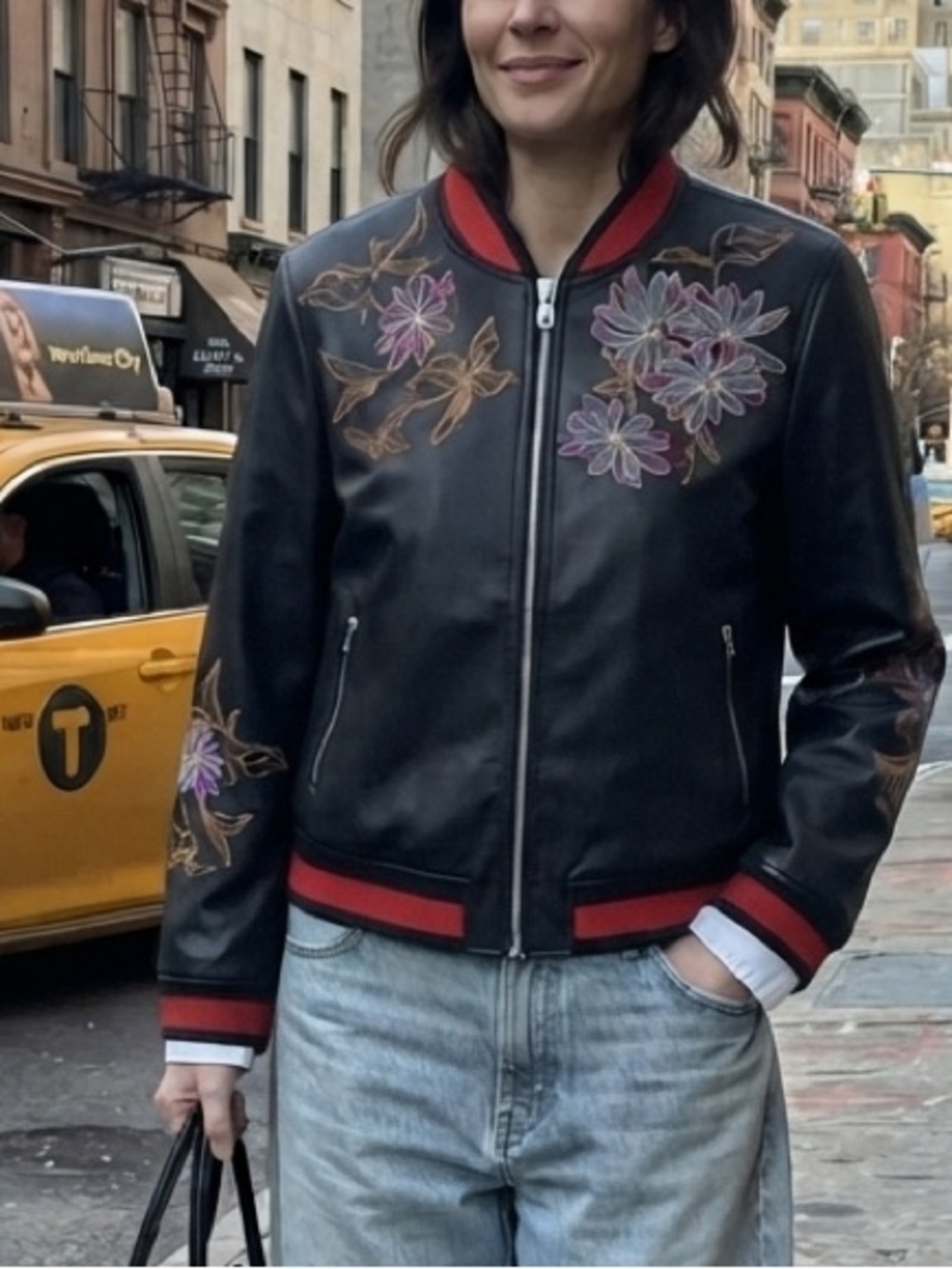 Bellivera Floral Embroidered Bomber Whimsygoth  Edgy Boho Moto NWT L Vegan